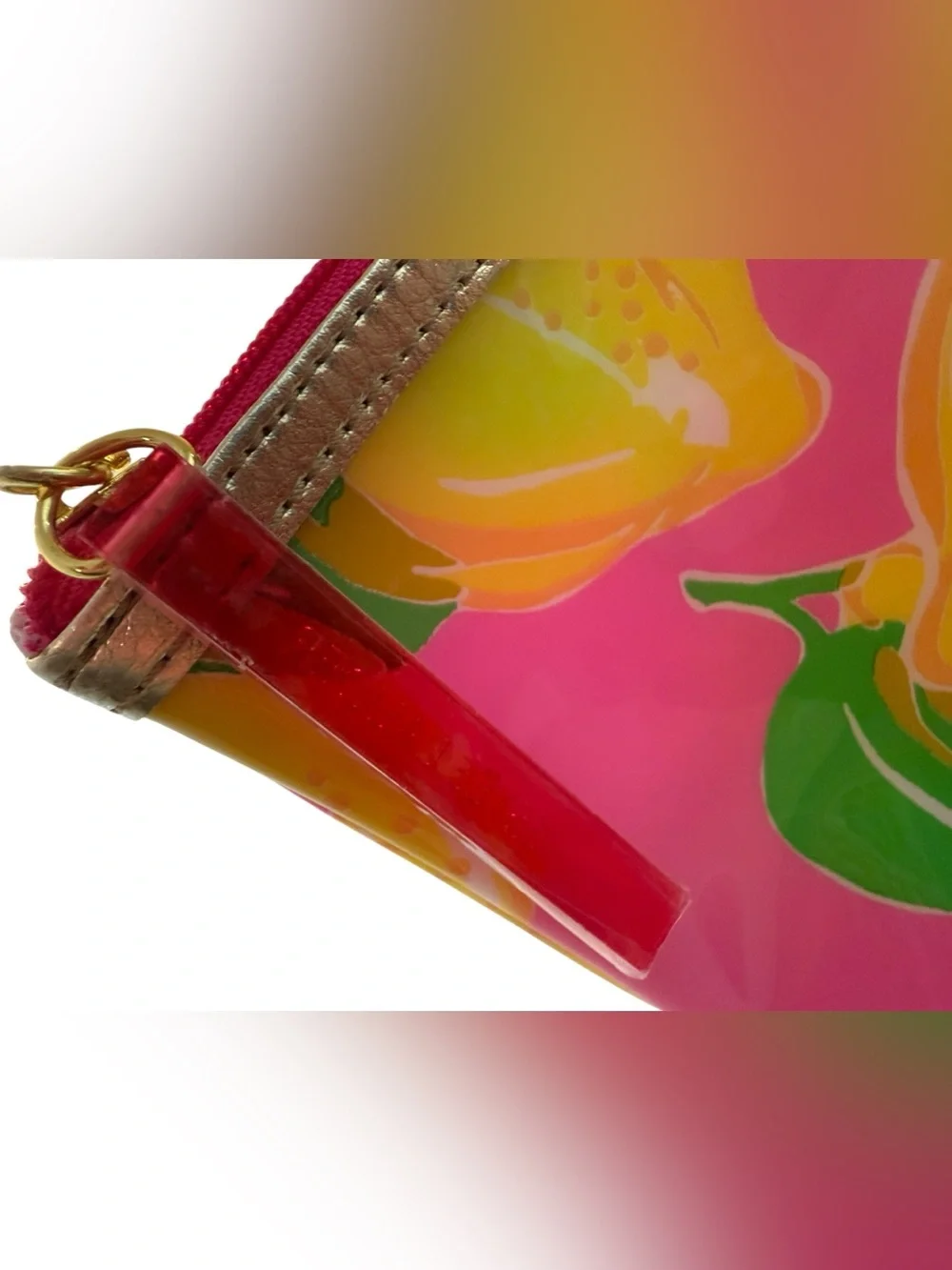 Lilly Pulitzer Pink & Yellow Lemon Print Cosmetic Makeup Bag Pouch